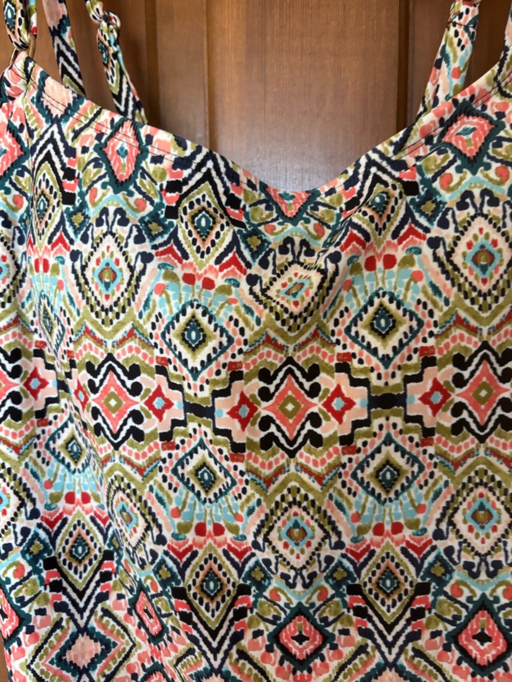 Kona Sol Multicolor Geometric Print Adjustable Strap Camisole/Swimtop L - Picture 5 of 5
